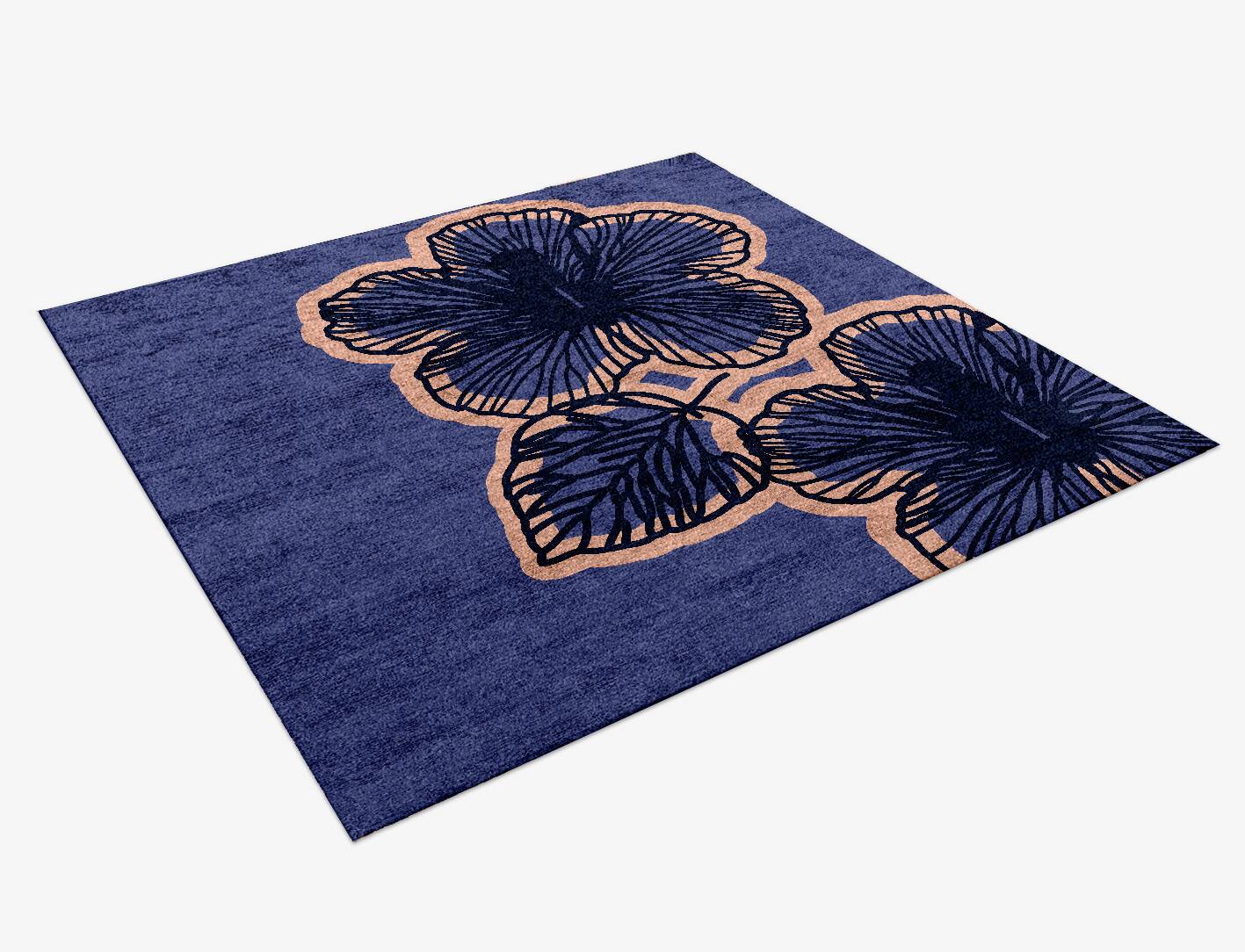 Twilight Floral Square Hand Knotted Bamboo Silk Custom Rug by Rug Artisan