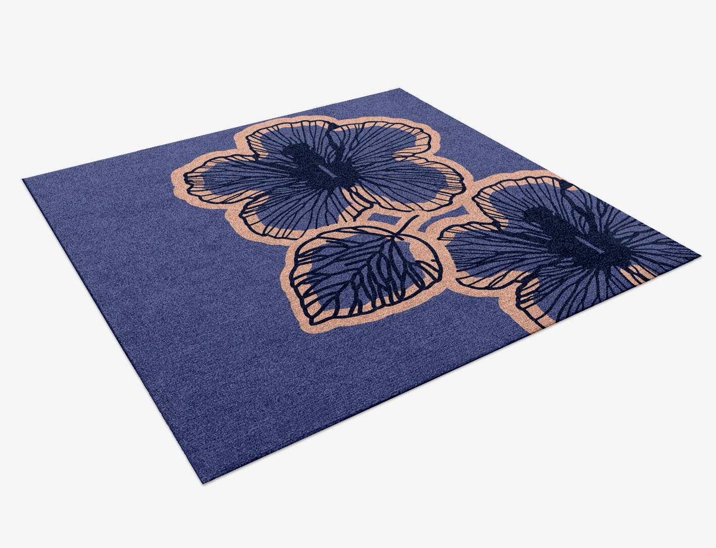 Twilight Floral Square Hand Knotted Tibetan Wool Custom Rug by Rug Artisan
