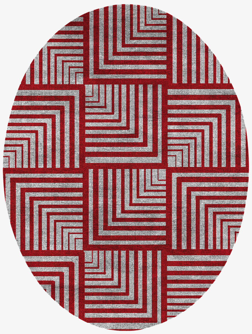 Twill Geometric Oval Flatweave Bamboo Silk Custom Rug by Rug Artisan