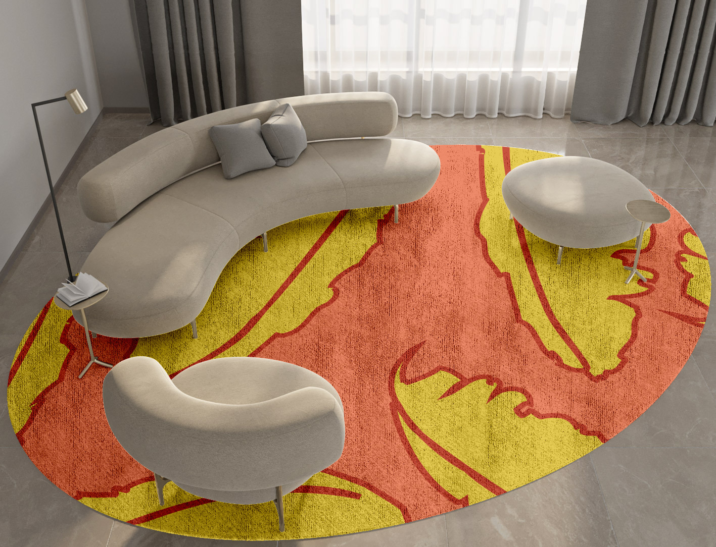 Ukiyo Floral Oval Hand Knotted Bamboo Silk Custom Rug by Rug Artisan