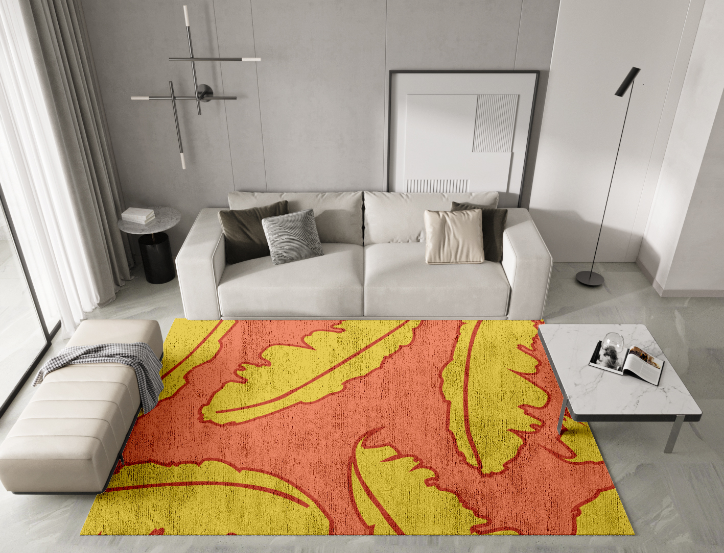 Ukiyo Floral Rectangle Hand Knotted Bamboo Silk Custom Rug by Rug Artisan