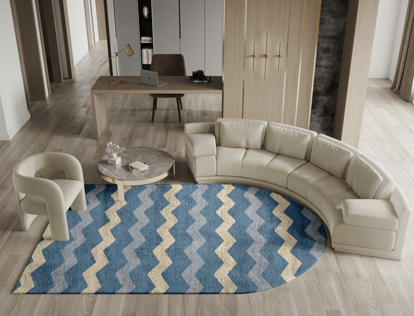Urge Minimalist Arch Hand Knotted Bamboo Silk Custom Rug by Rug Artisan