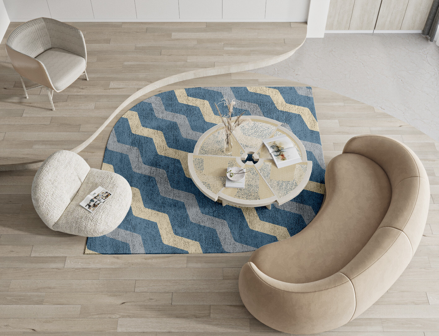 Urge Minimalist Ogee Hand Tufted Bamboo Silk Custom Rug by Rug Artisan