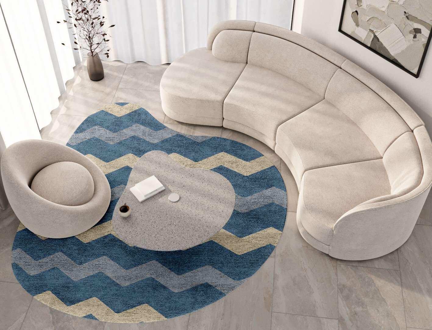 Urge Minimalist Splash Hand Tufted Bamboo Silk Custom Rug by Rug Artisan