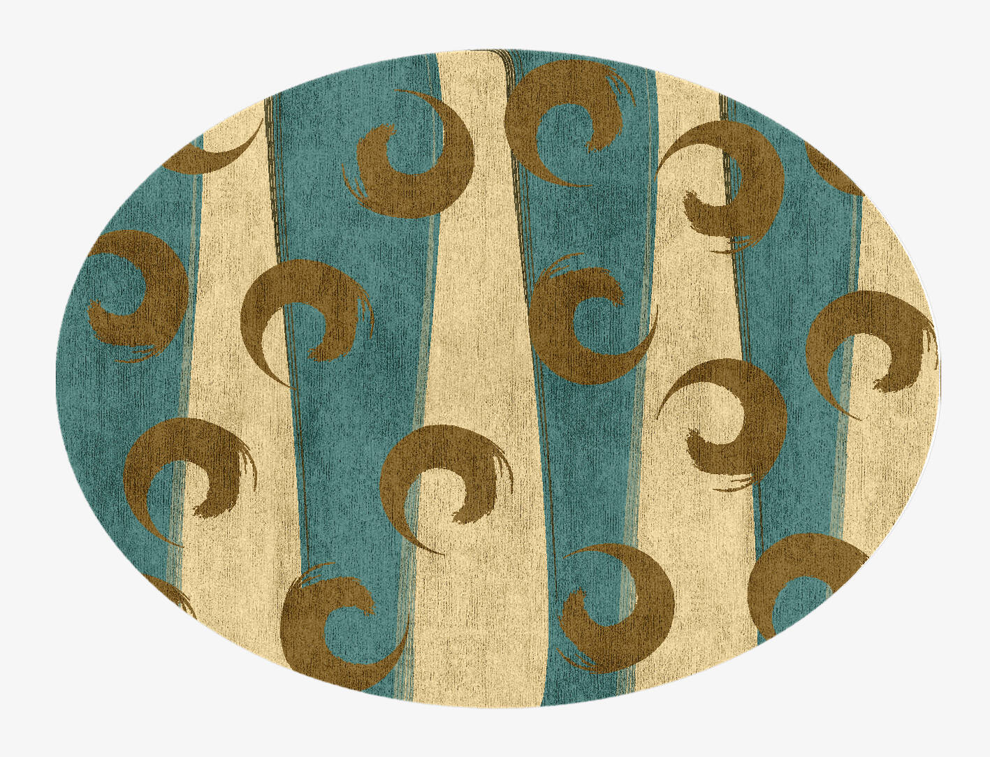 Veneer Abstract Oval Hand Knotted Bamboo Silk Custom Rug by Rug Artisan