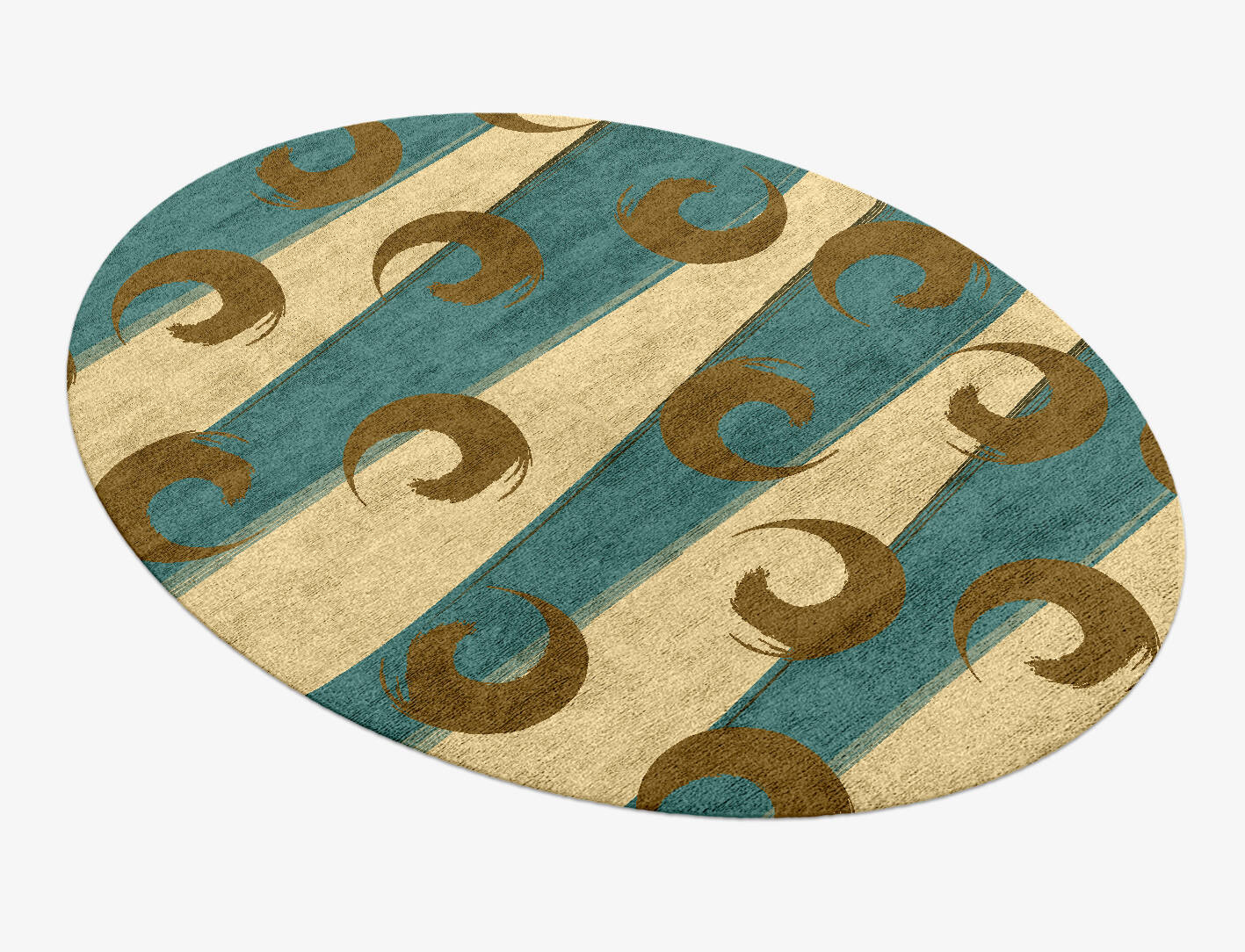 Veneer Abstract Oval Hand Knotted Bamboo Silk Custom Rug by Rug Artisan