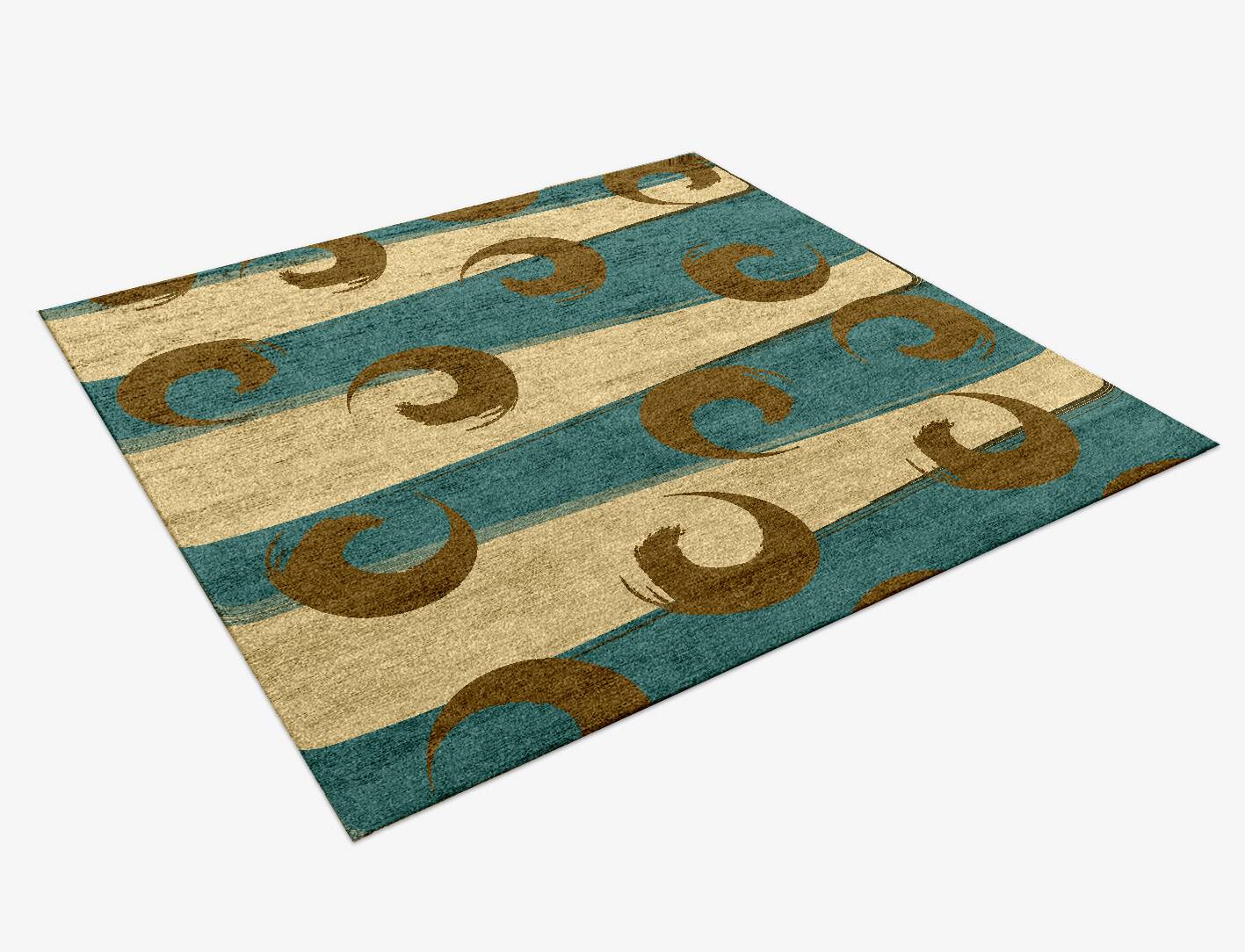 Veneer Abstract Square Hand Knotted Bamboo Silk Custom Rug by Rug Artisan