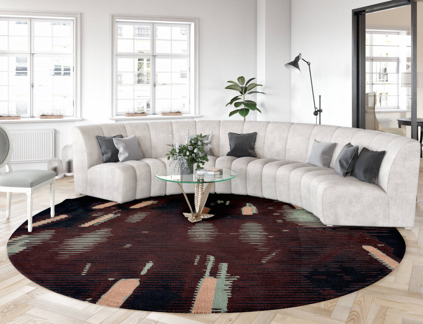 Verve Abstract Round Hand Tufted Pure Wool Custom Rug by Rug Artisan