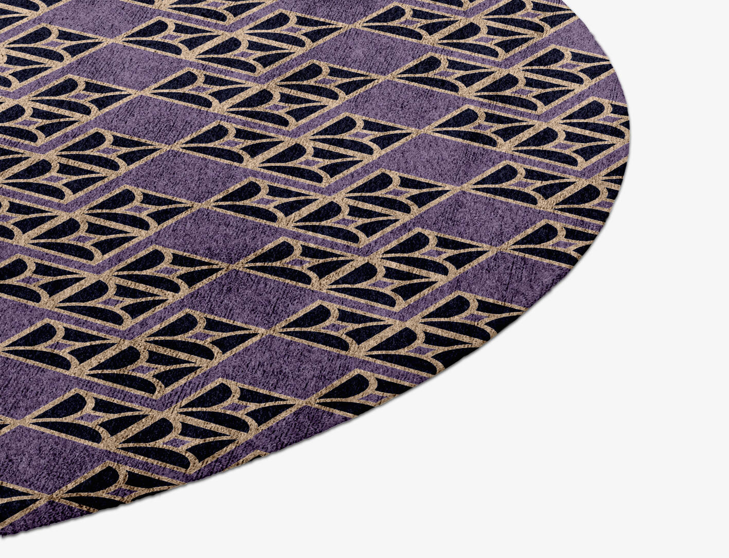 Vic Geometric Round Hand Knotted Bamboo Silk Custom Rug by Rug Artisan