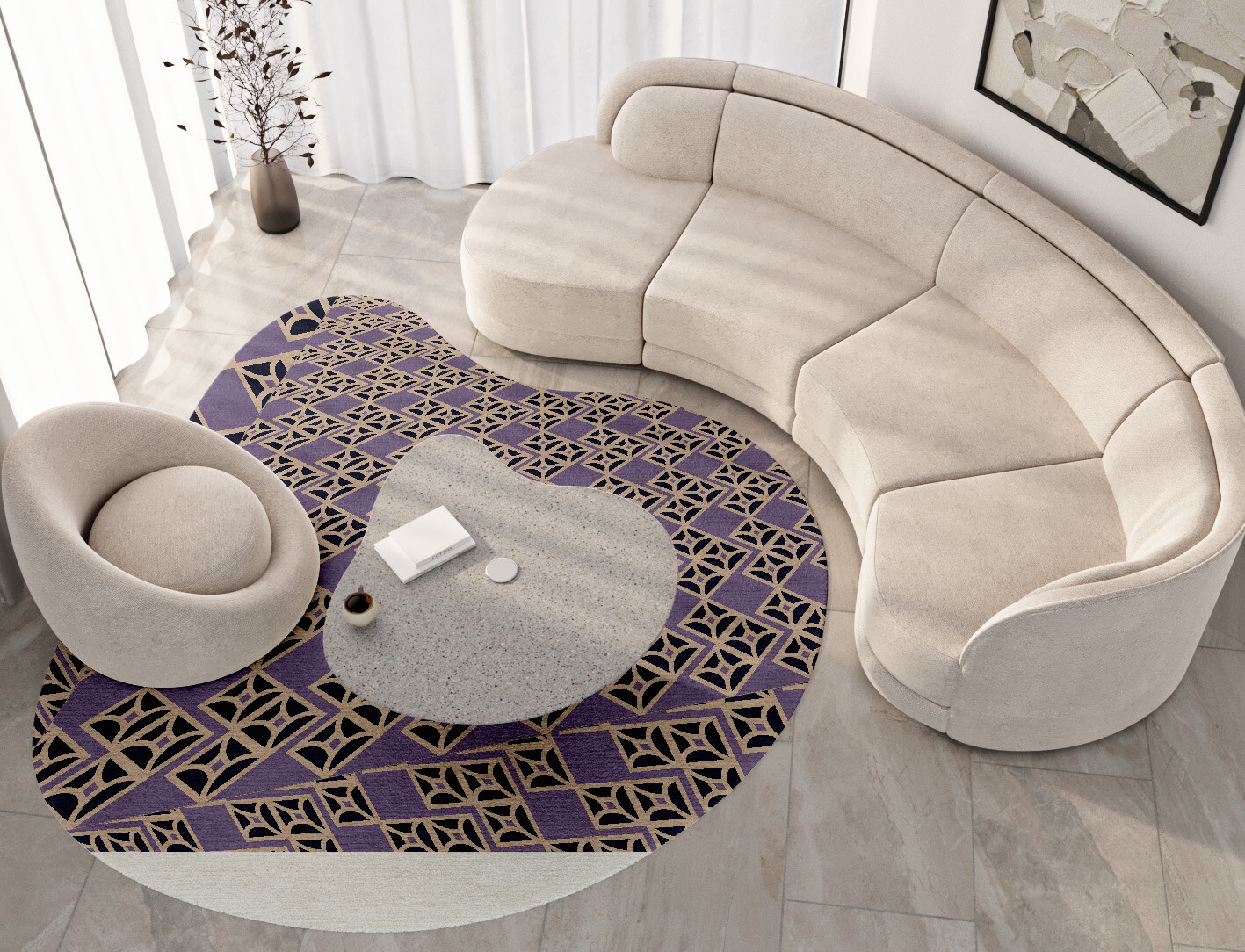 Vic Geometric Splash Hand Knotted Tibetan Wool Custom Rug by Rug Artisan