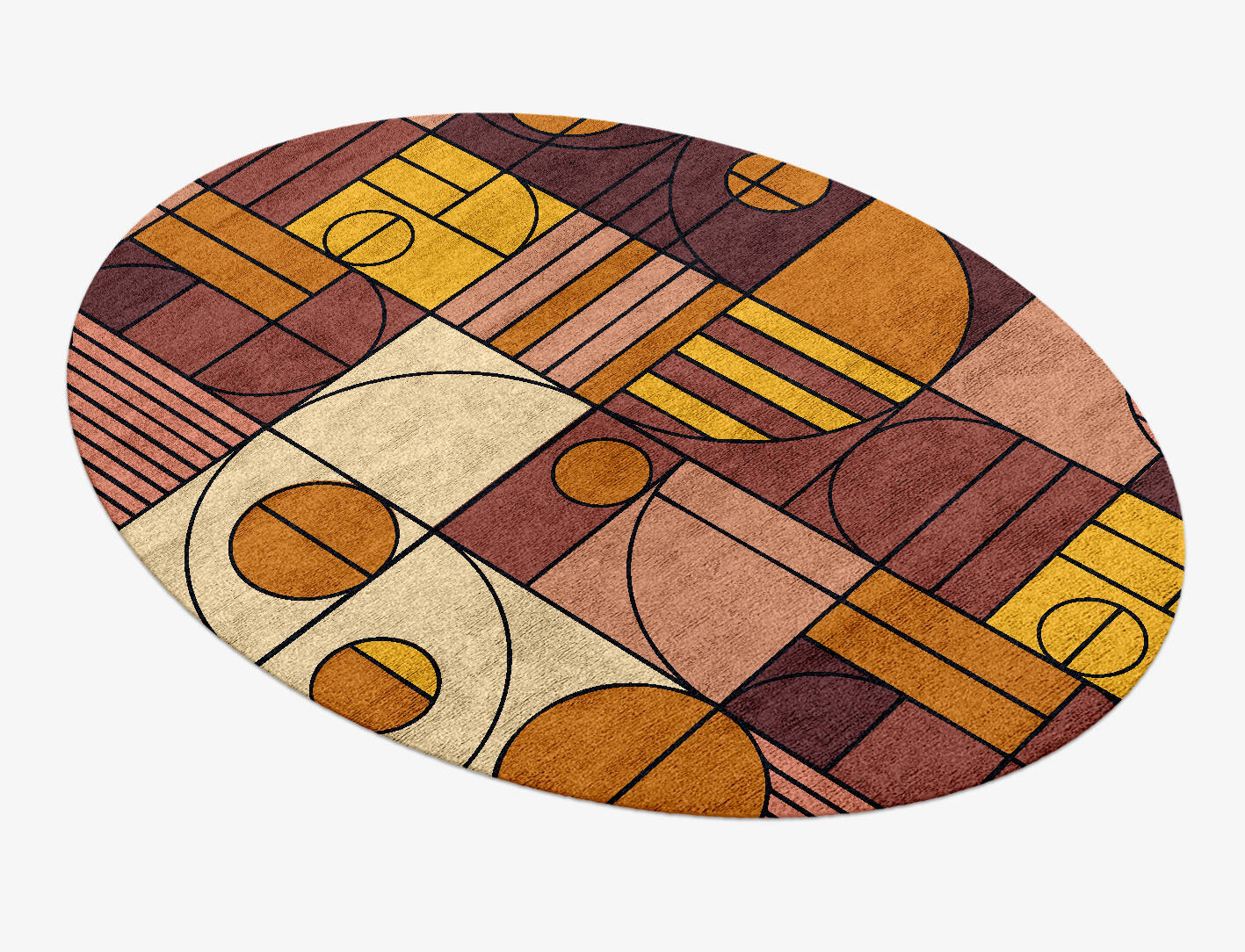 Video Game Modern Geometrics Oval Hand Knotted Bamboo Silk Custom Rug by Rug Artisan