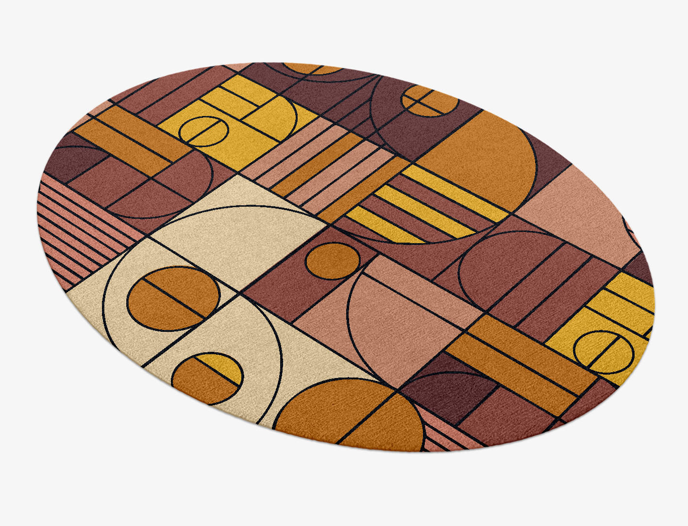 Video Game Modern Geometrics Oval Hand Knotted Tibetan Wool Custom Rug by Rug Artisan