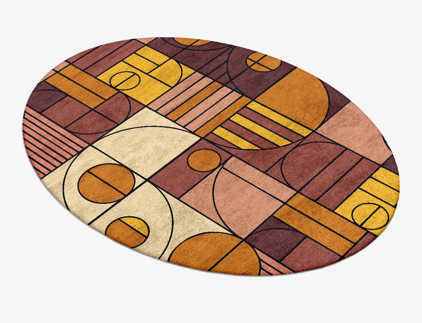 Video Game Modern Geometrics Oval Hand Tufted Bamboo Silk Custom Rug by Rug Artisan