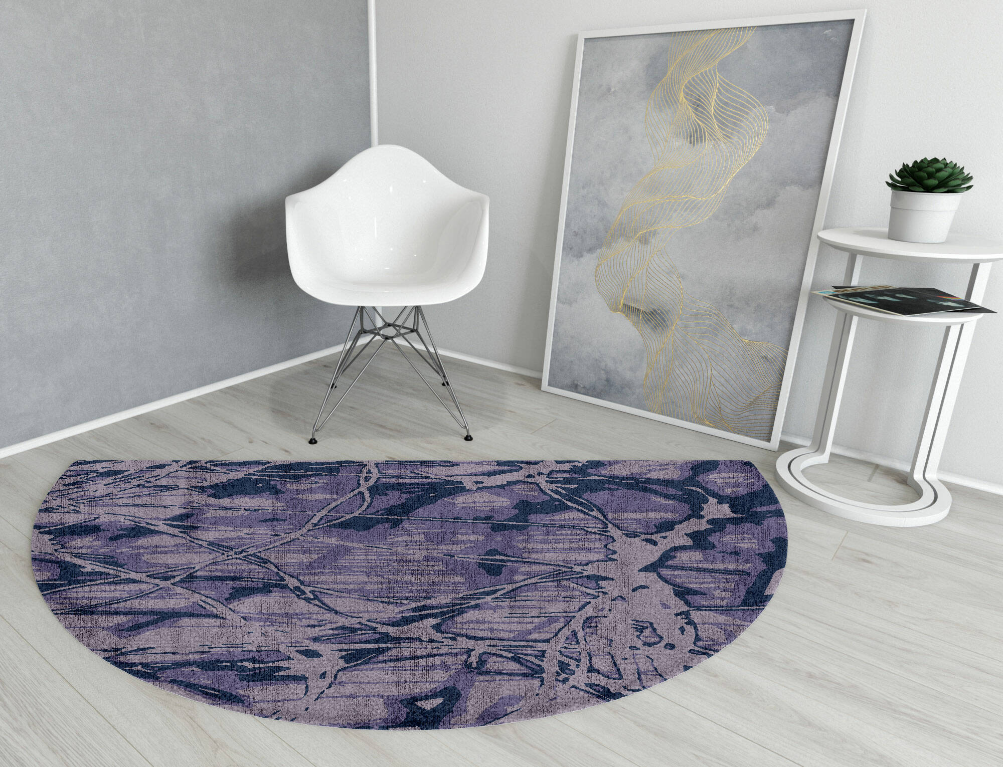 Viere Abstract Halfmoon Hand Knotted Bamboo Silk Custom Rug by Rug Artisan