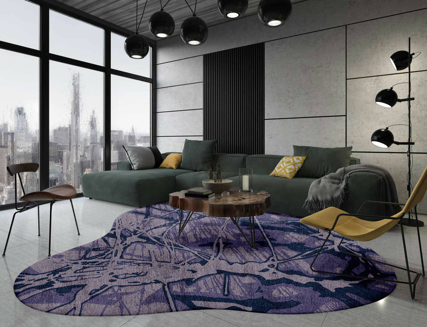 Viere Abstract Splash Hand Knotted Bamboo Silk Custom Rug by Rug Artisan