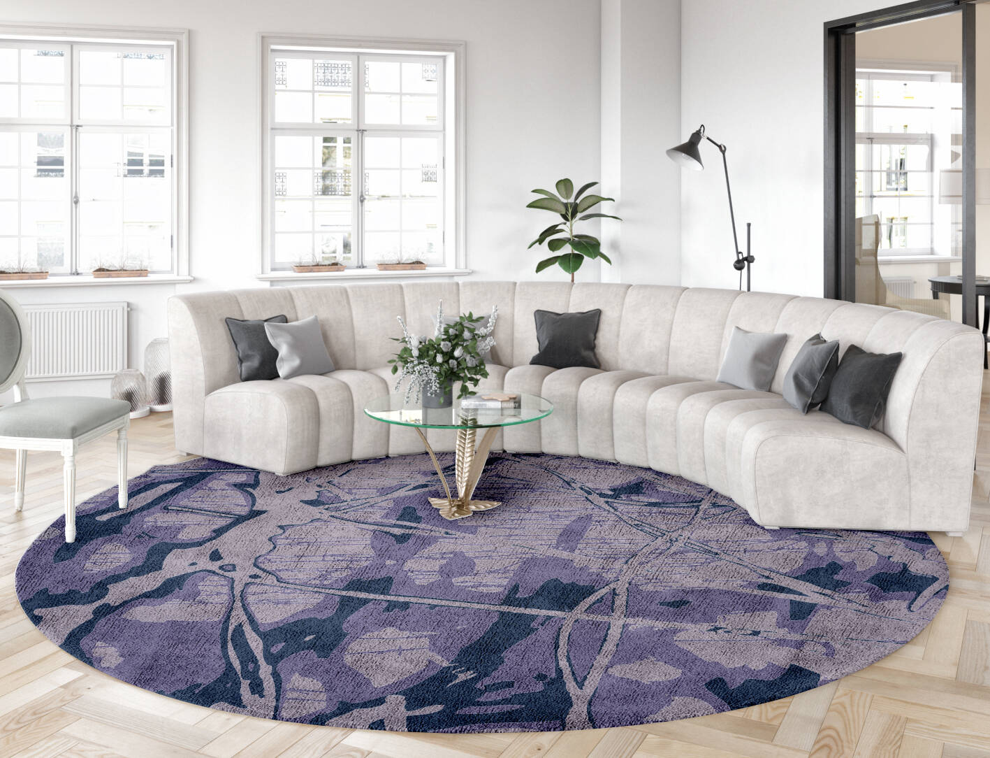Viere Abstract Round Hand Tufted Bamboo Silk Custom Rug by Rug Artisan