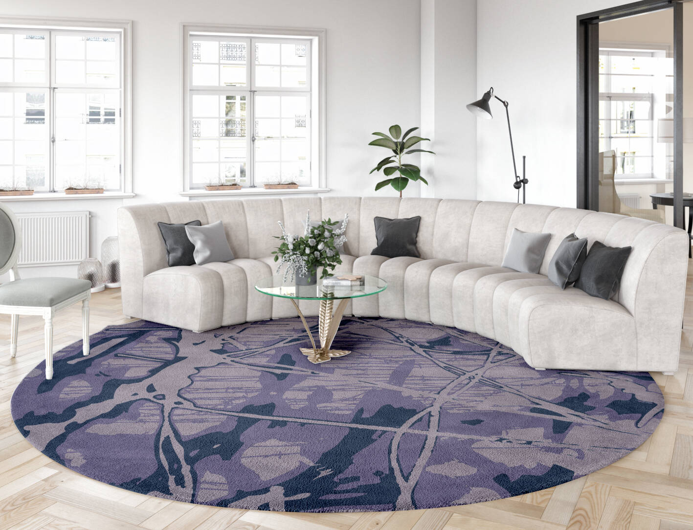 Viere Abstract Round Hand Tufted Pure Wool Custom Rug by Rug Artisan