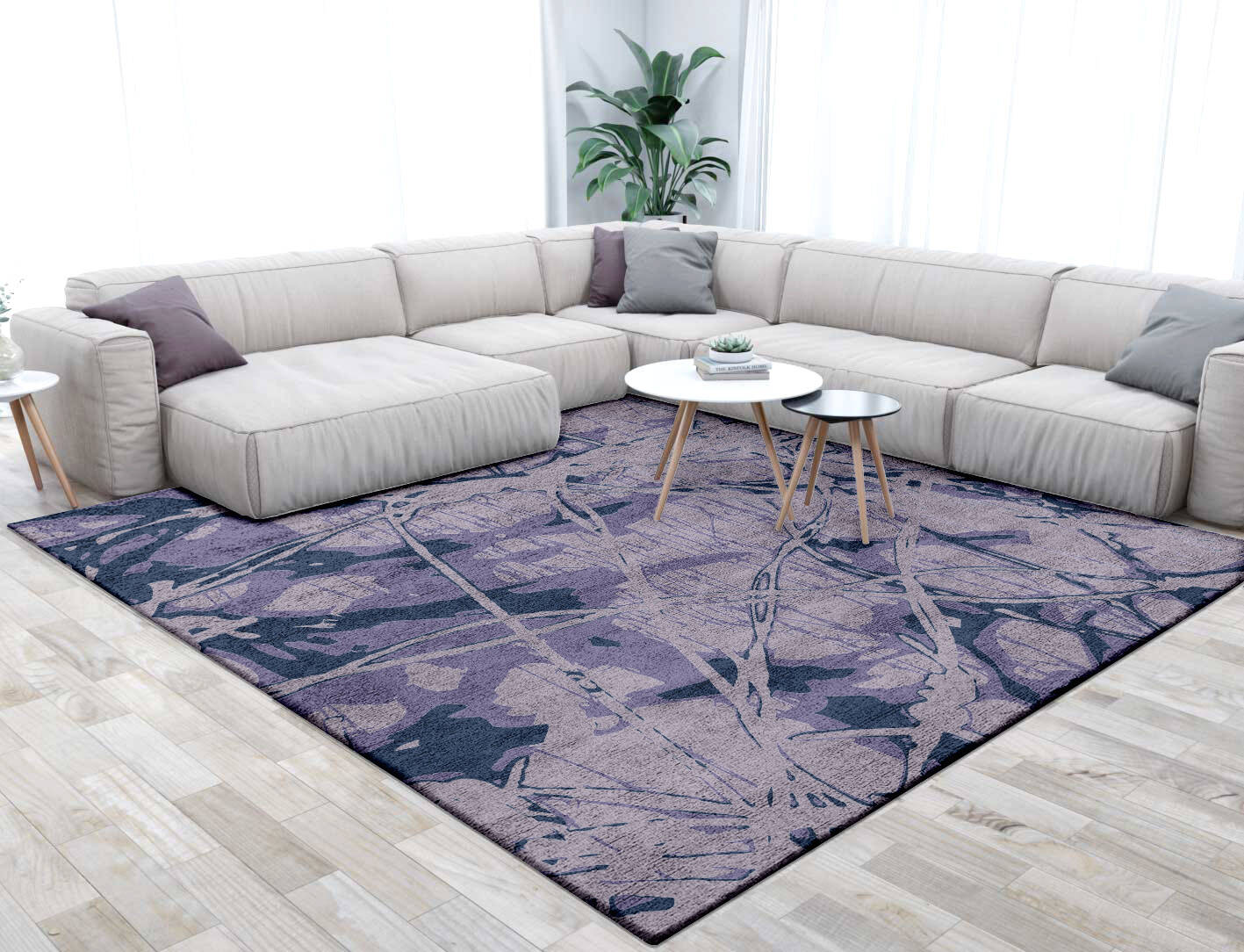 Viere Abstract Square Hand Tufted Bamboo Silk Custom Rug by Rug Artisan