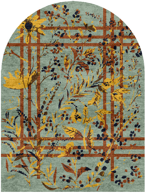 Vignette Floral Arch Hand Knotted Bamboo Silk Custom Rug by Rug Artisan