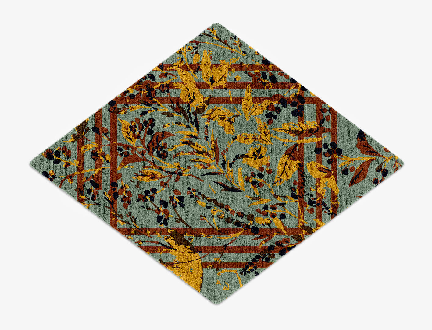 Vignette Floral Diamond Hand Knotted Bamboo Silk Custom Rug by Rug Artisan