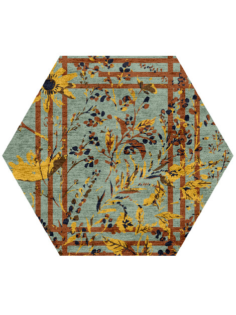 Vignette Floral Hexagon Hand Knotted Bamboo Silk Custom Rug by Rug Artisan