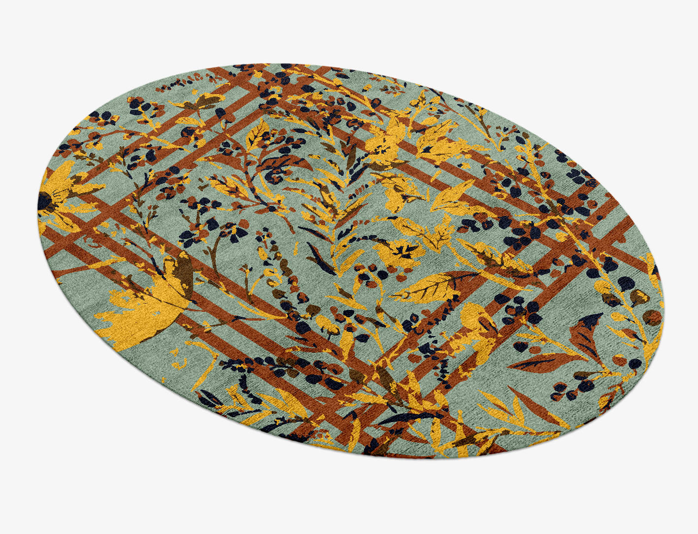 Vignette Floral Oval Hand Knotted Bamboo Silk Custom Rug by Rug Artisan