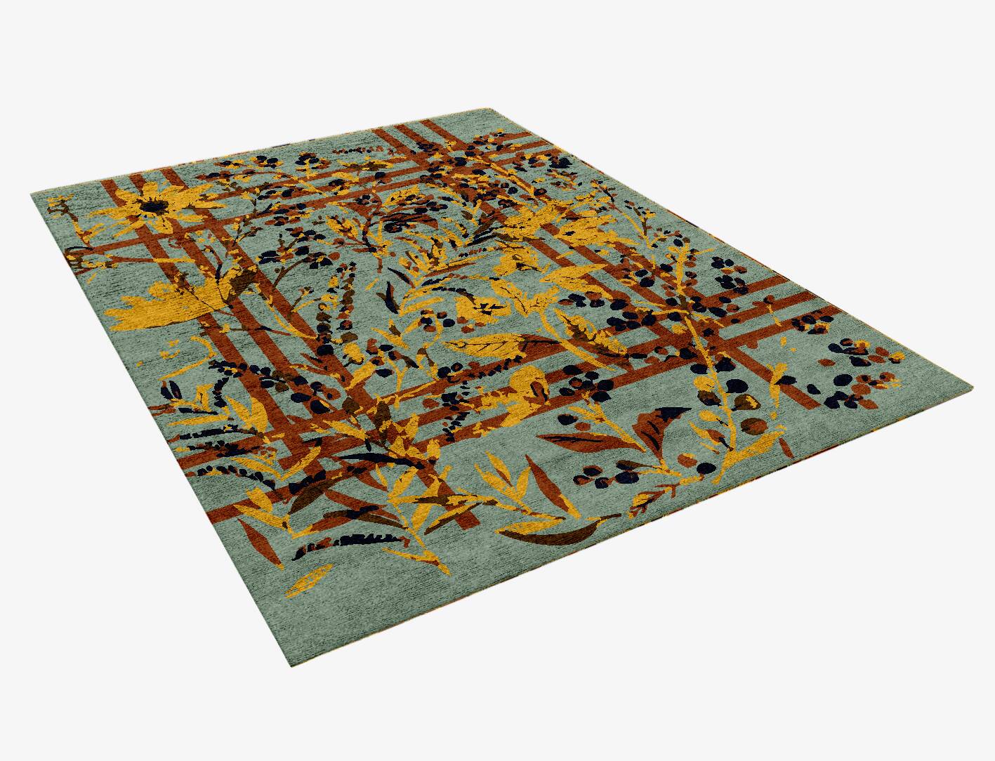 Vignette Floral Rectangle Hand Knotted Bamboo Silk Custom Rug by Rug Artisan