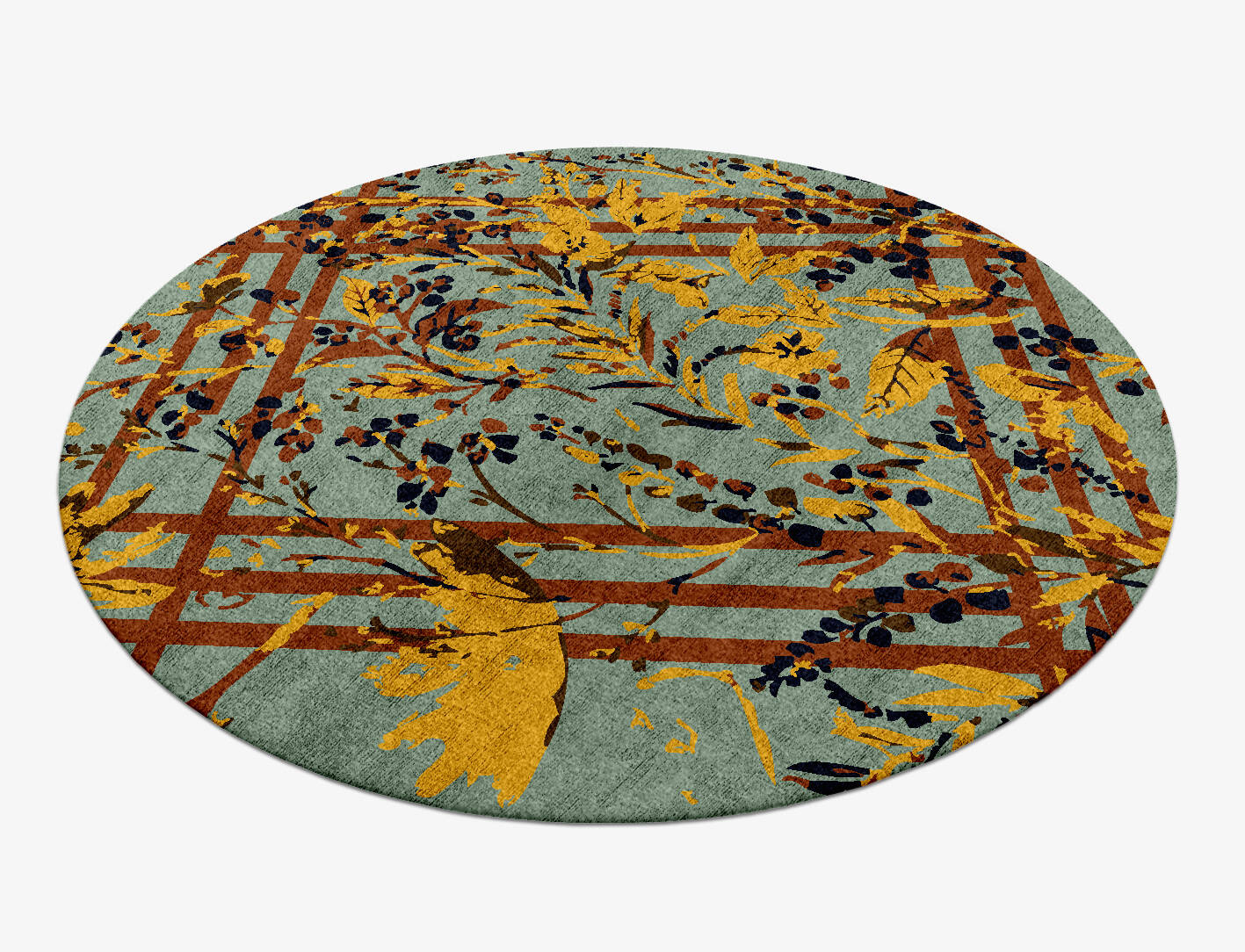 Vignette Floral Round Hand Knotted Bamboo Silk Custom Rug by Rug Artisan
