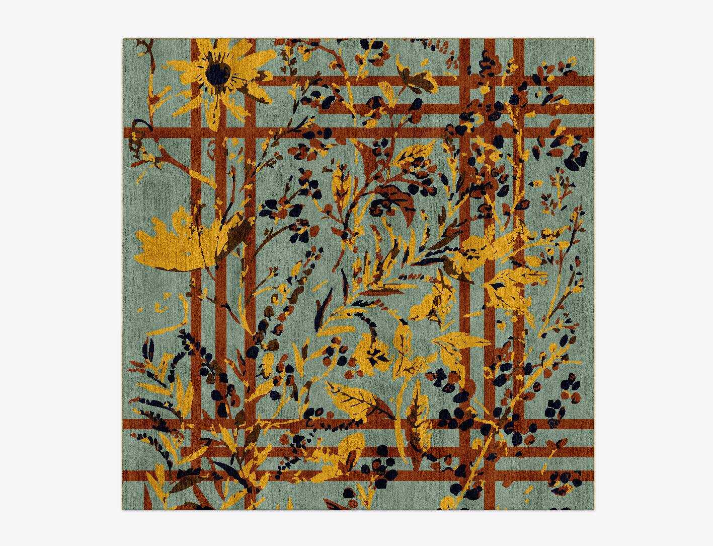 Vignette Floral Square Hand Knotted Bamboo Silk Custom Rug by Rug Artisan