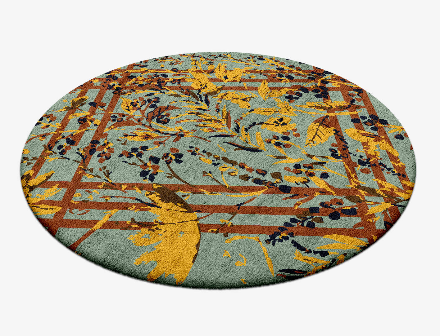 Vignette Floral Round Hand Tufted Bamboo Silk Custom Rug by Rug Artisan