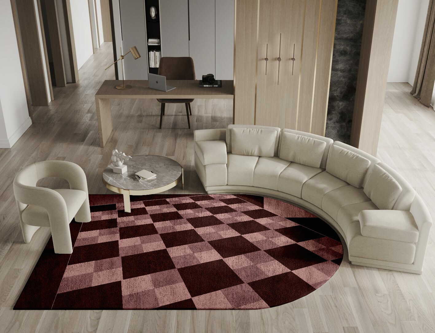 Vine Geometric Arch Hand Knotted Bamboo Silk Custom Rug by Rug Artisan