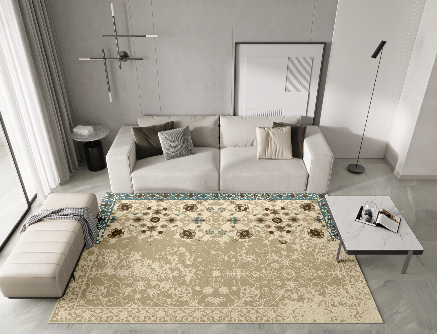 Vintage Merge Persian Bagh Rectangle Hand Tufted Pure Wool Custom Rug by Rug Artisan
