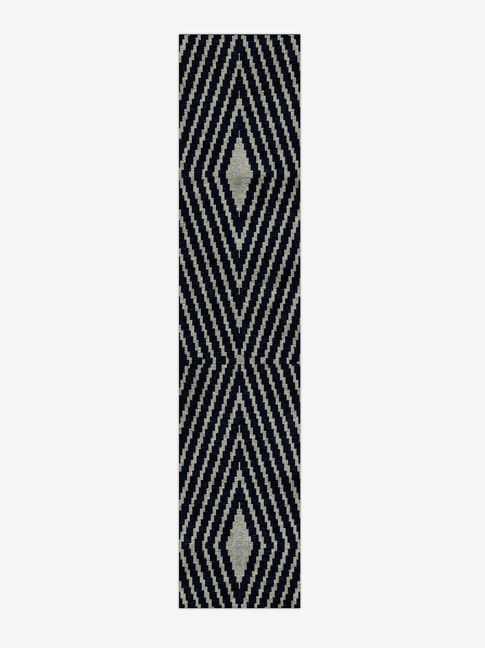 Virgo Geometric Runner Hand Knotted Bamboo Silk Custom Rug by Rug Artisan