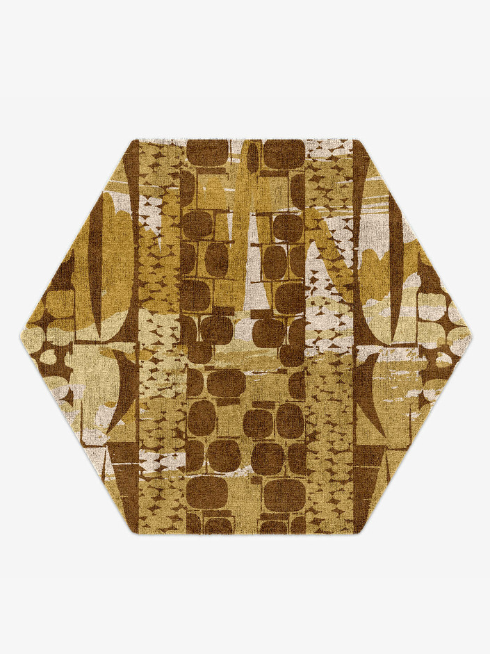 Vivere Abstract Hexagon Hand Knotted Bamboo Silk Custom Rug by Rug Artisan