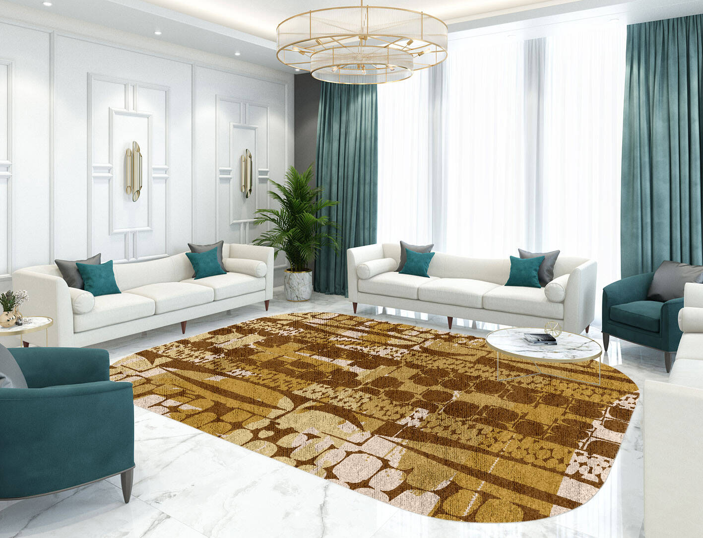 Vivere Abstract Oblong Hand Knotted Bamboo Silk Custom Rug by Rug Artisan