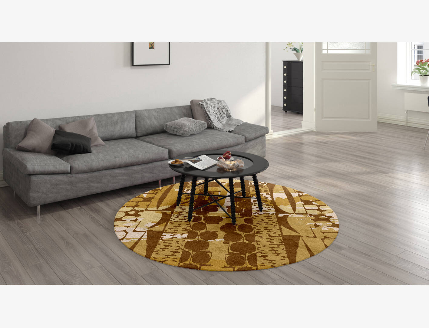 Vivere Abstract Round Hand Knotted Bamboo Silk Custom Rug by Rug Artisan