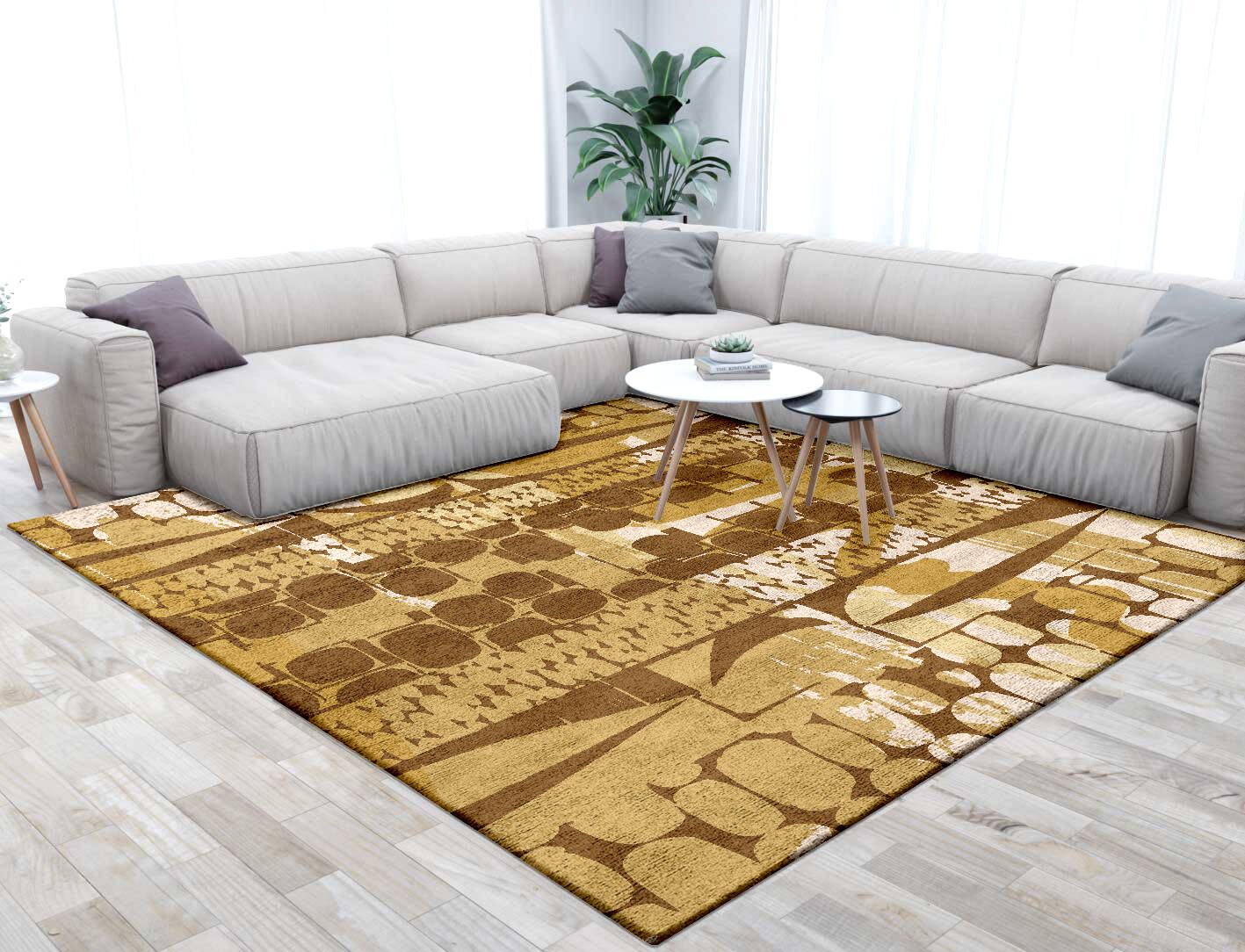 Vivere Abstract Square Hand Tufted Bamboo Silk Custom Rug by Rug Artisan