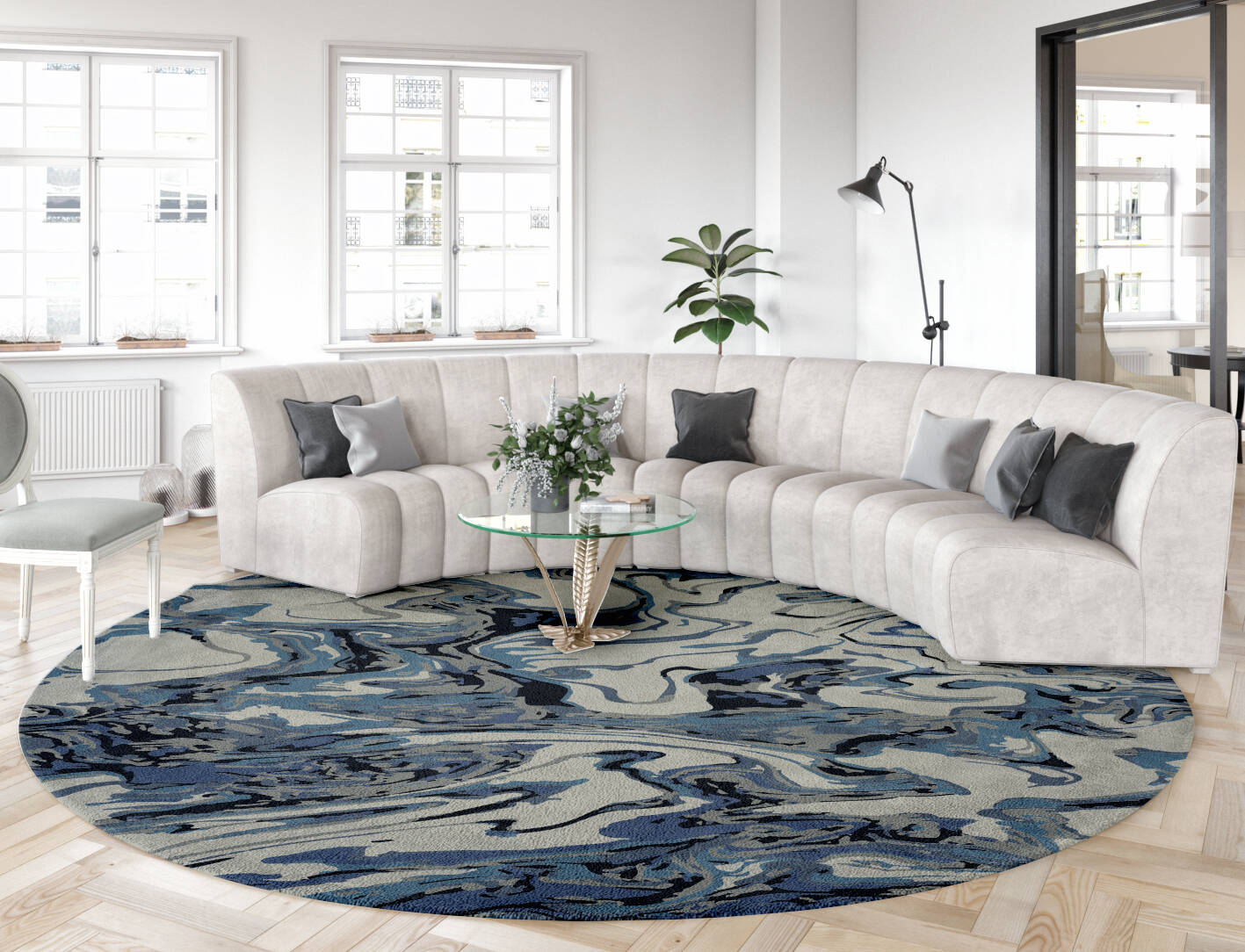 Voyage Surface Art Round Hand Tufted Pure Wool Custom Rug by Rug Artisan