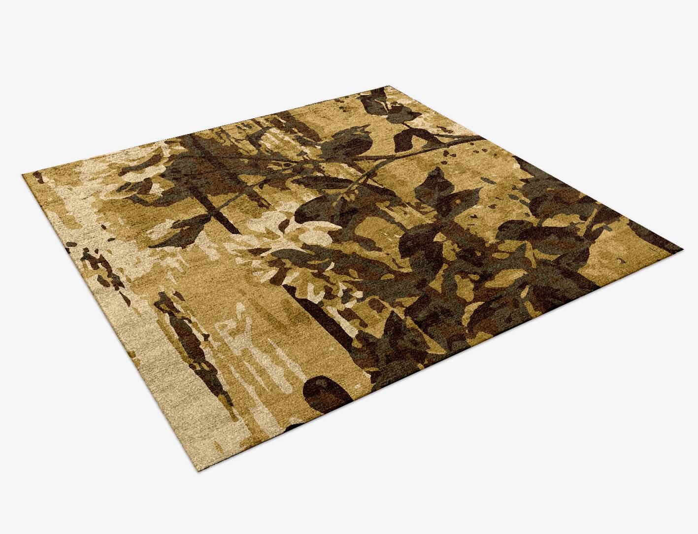Wallflower Floral Square Hand Knotted Bamboo Silk Custom Rug by Rug Artisan