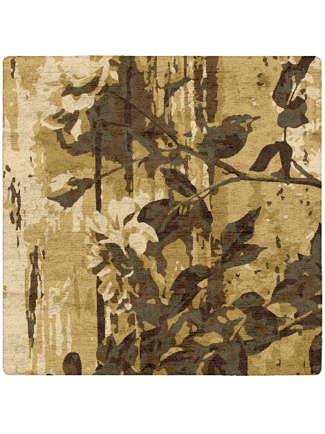 Wallflower Floral Square Hand Tufted Bamboo Silk Custom Rug by Rug Artisan
