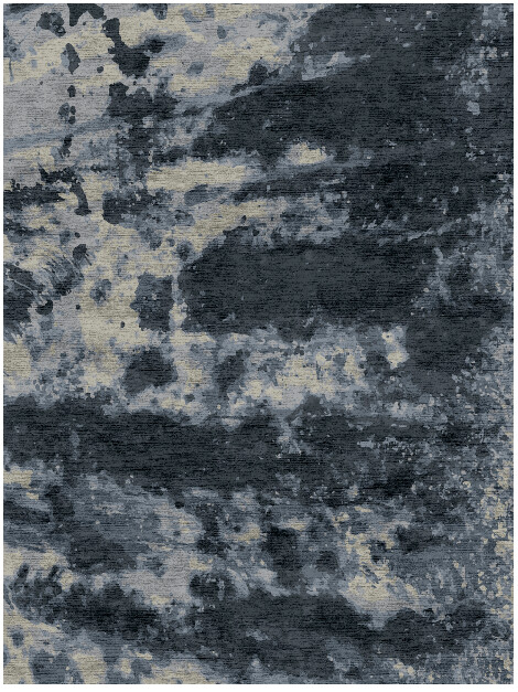 Wandering Ghosts Brush Strokes Rectangle Hand Knotted Bamboo Silk Custom Rug by Rug Artisan