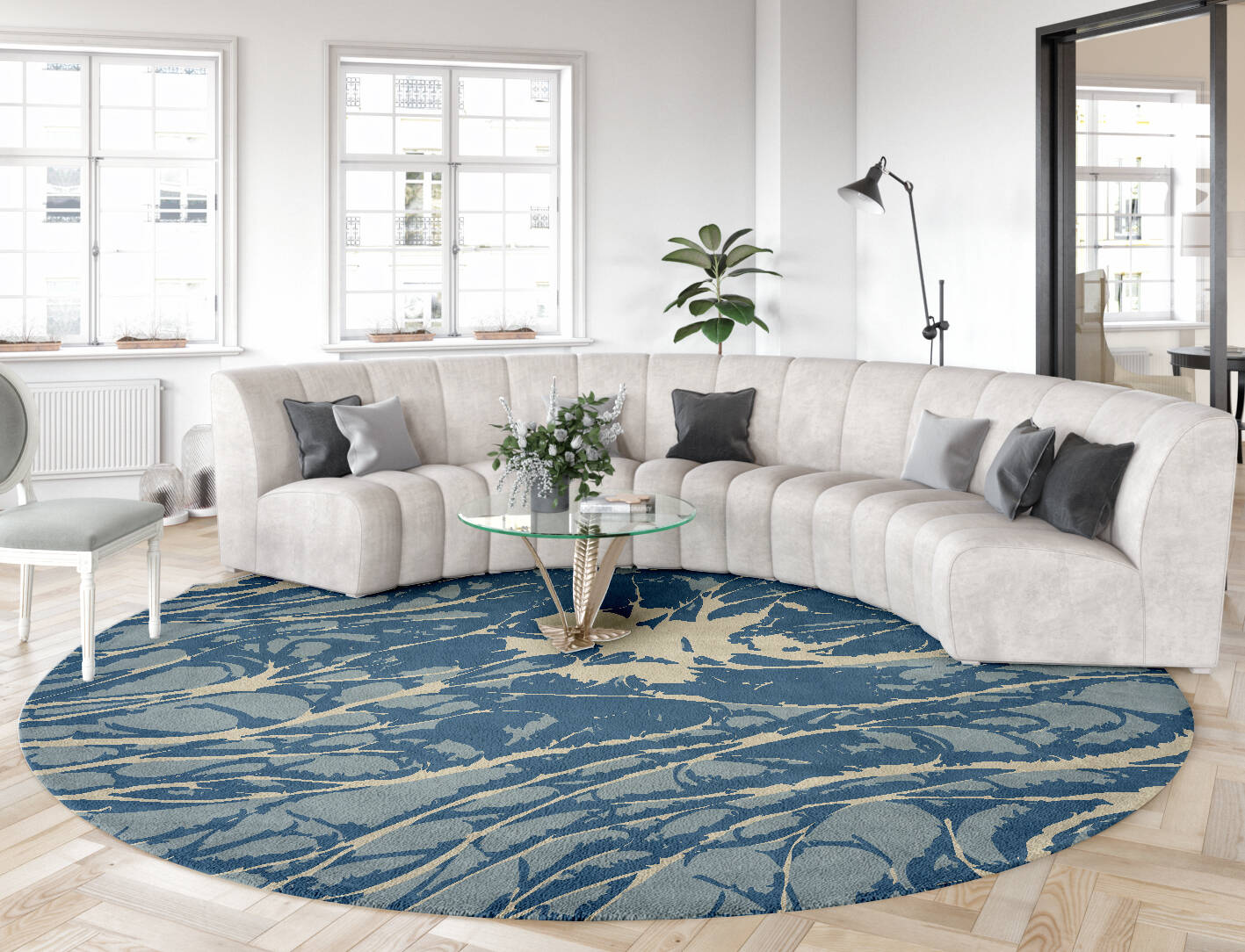 Warp Abstract Round Hand Tufted Pure Wool Custom Rug by Rug Artisan