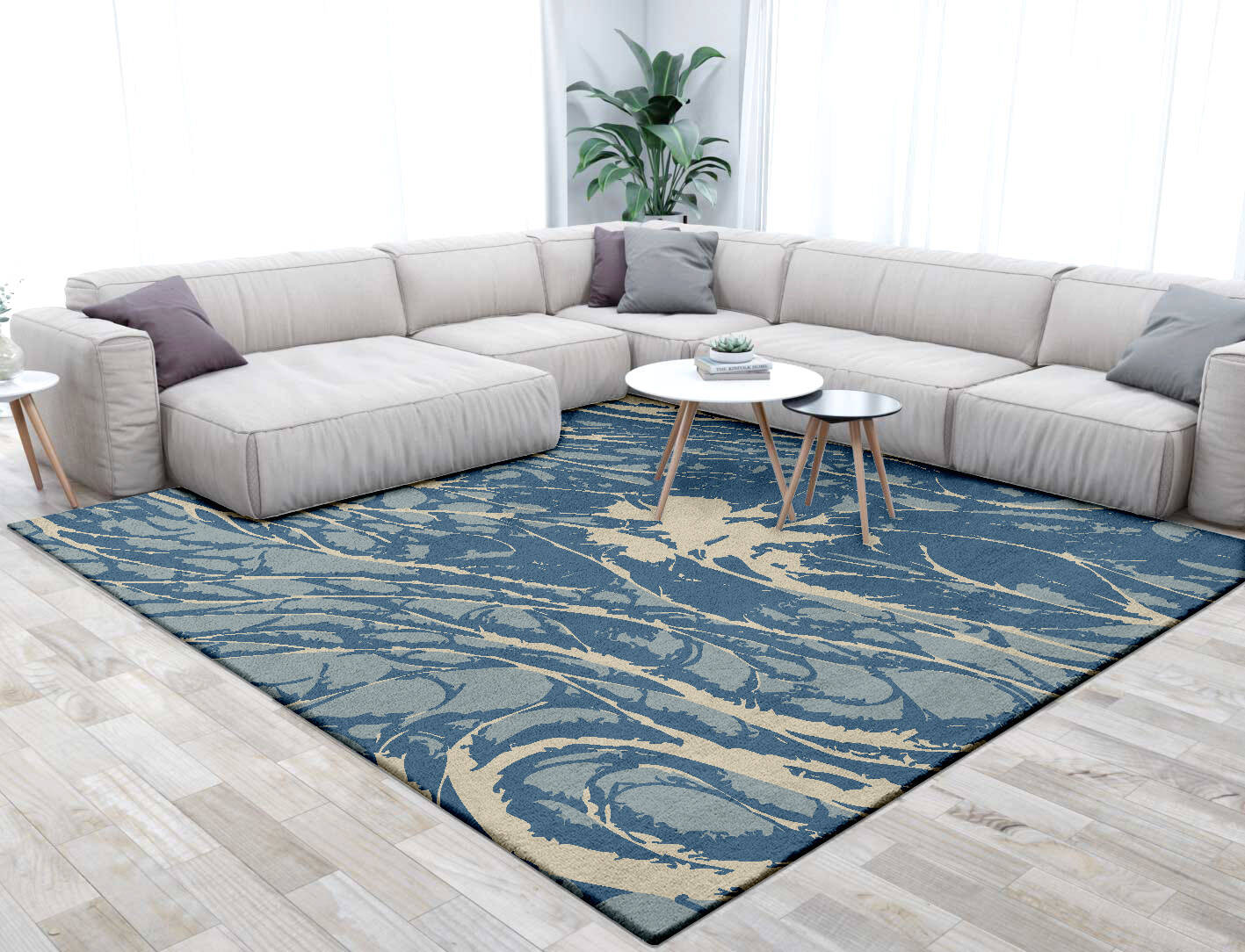 Warp Abstract Square Hand Tufted Pure Wool Custom Rug by Rug Artisan