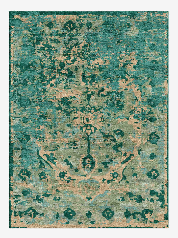 Washed Colours Vintage Rectangle Hand Knotted Bamboo Silk Custom Rug by Rug Artisan