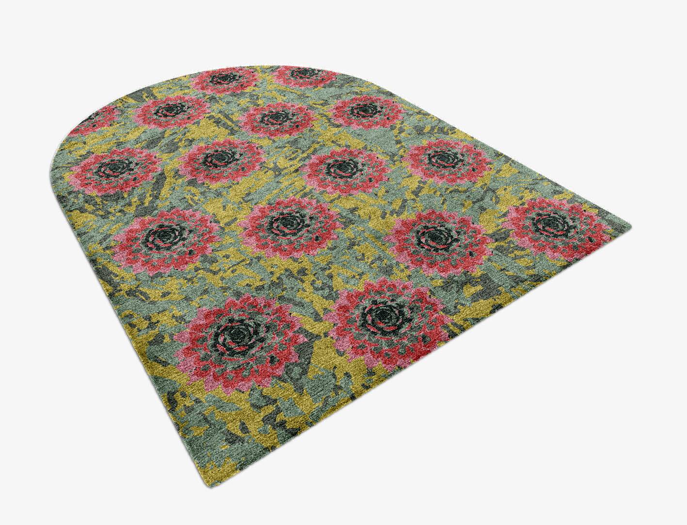 Water Lily Floral Arch Hand Knotted Bamboo Silk Custom Rug by Rug Artisan