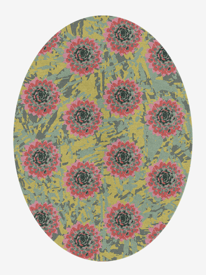 Water Lily Floral Oval Hand Knotted Tibetan Wool Custom Rug by Rug Artisan