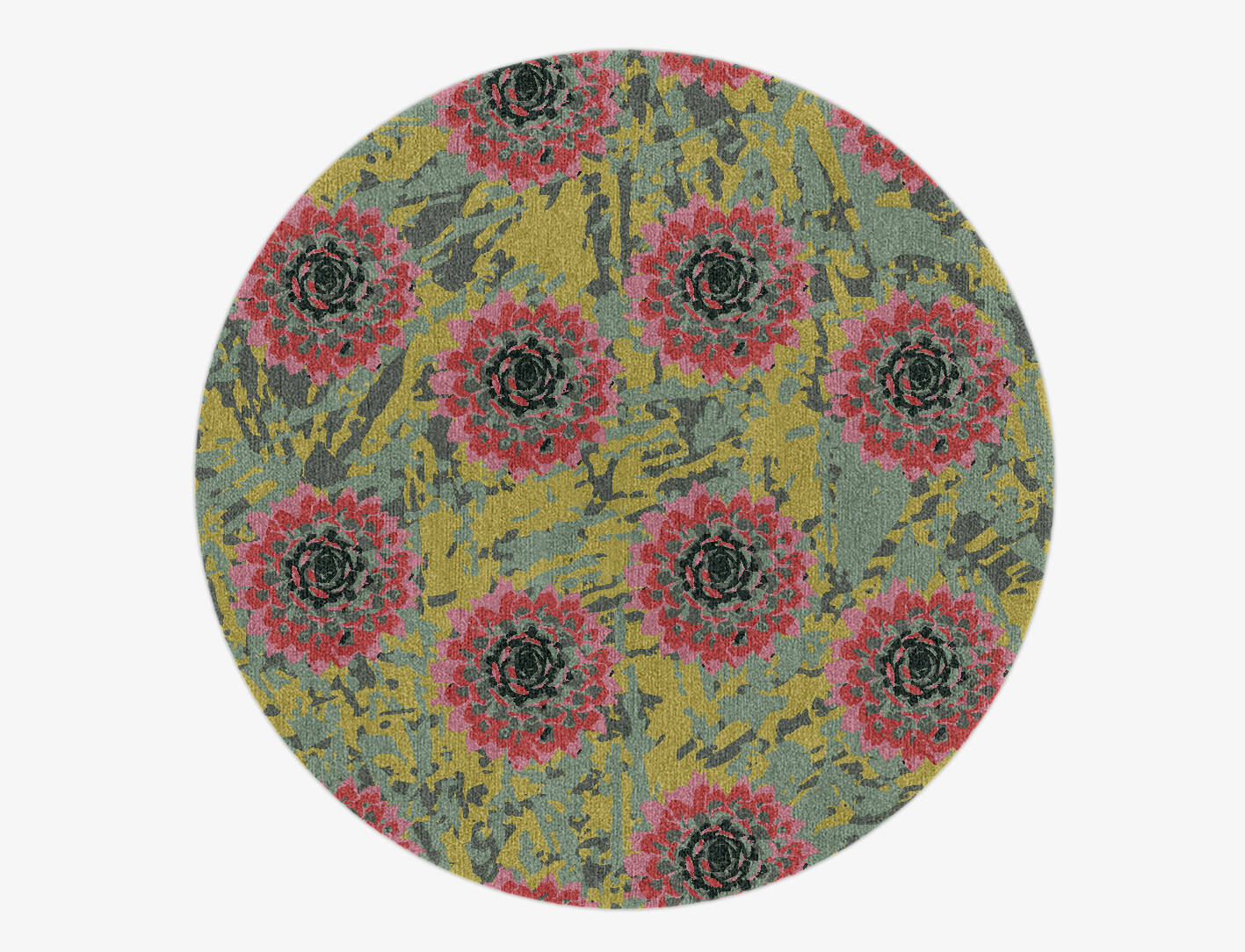 Water Lily Floral Round Hand Knotted Tibetan Wool Custom Rug by Rug Artisan