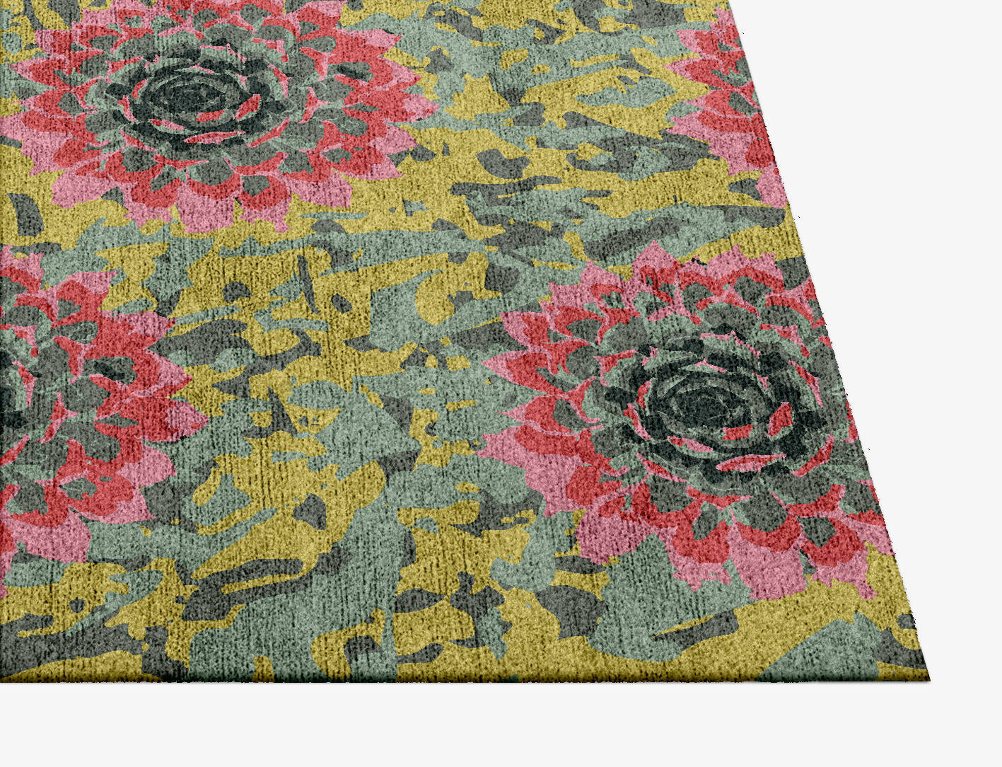 Water Lily Floral Square Hand Knotted Bamboo Silk Custom Rug by Rug Artisan