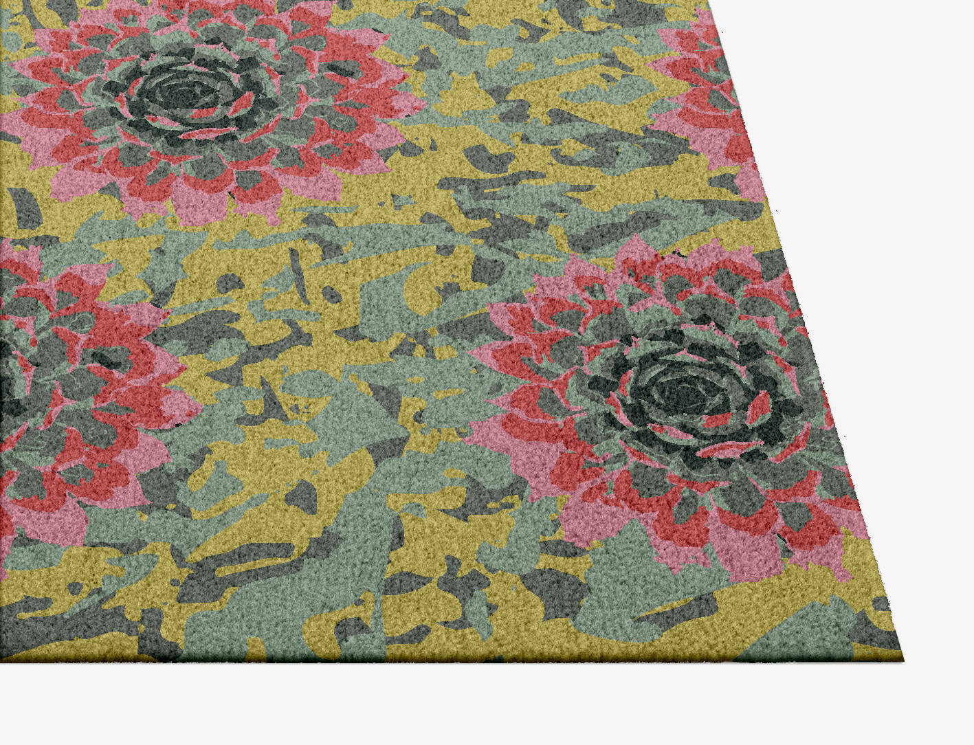 Water Lily Floral Square Hand Knotted Tibetan Wool Custom Rug by Rug Artisan