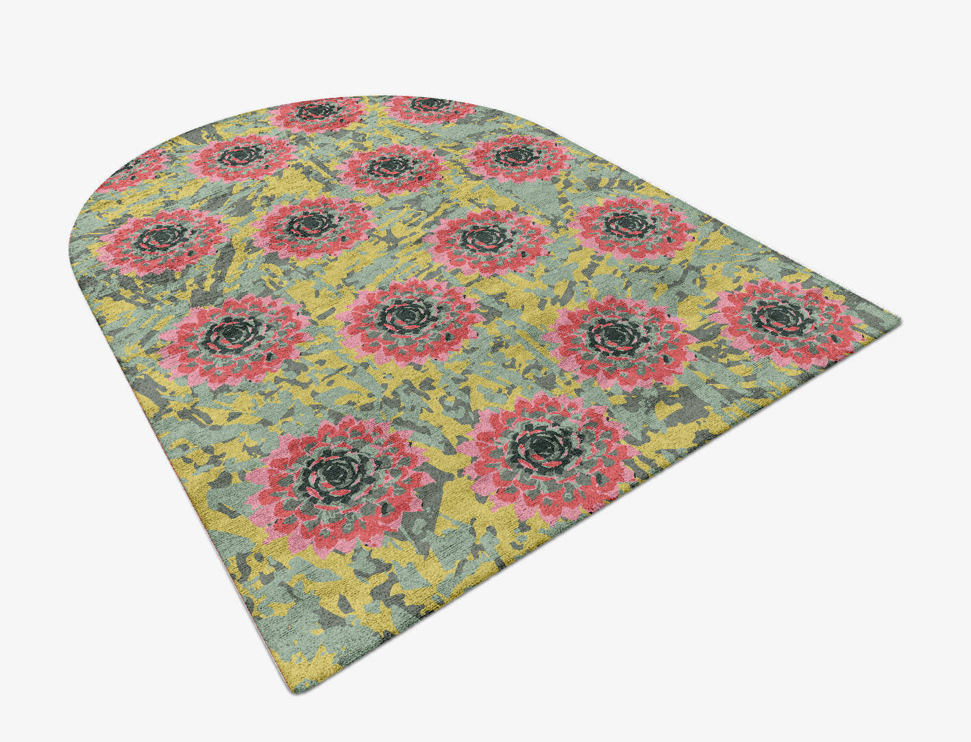 Water Lily Floral Arch Hand Tufted Bamboo Silk Custom Rug by Rug Artisan